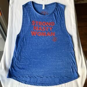 Bella + Canvas Women’s Sleeveless Tank Top Size 2XL, Blue, Strong Nasty Woman